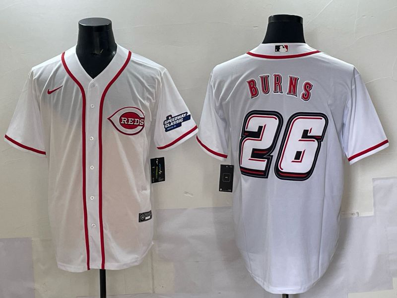 Men 2025 Cincinnati Reds #26 Burns White Nike MLB Jersey style 09
